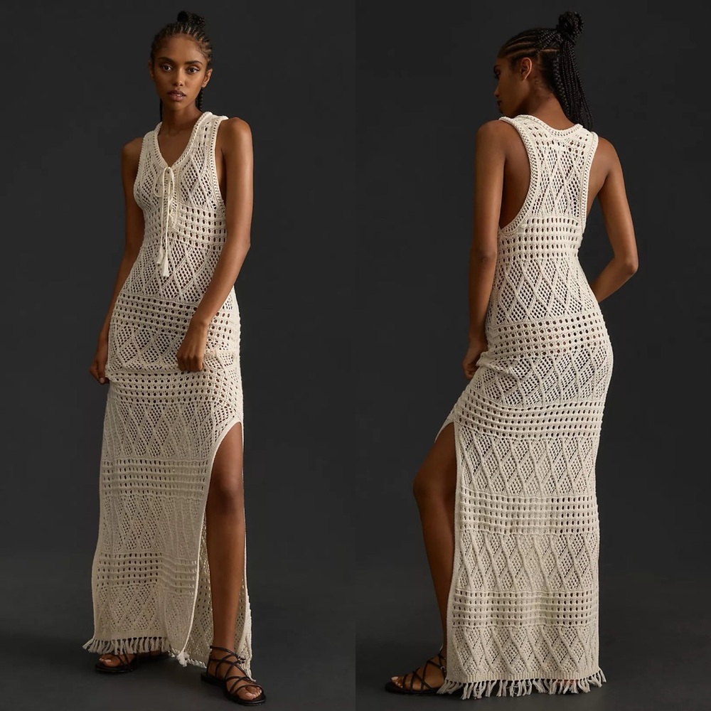 NWT Mother Anthropologie The Skinny Dip Crochet Cover Up Dress